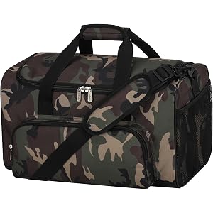 YoKelly 25L Small Gym Sport Duffle Bag, 17 inch, Camo | Multi Pockets, Sturdy, For Gym, Sport, Weekender Travel, Workout, Tra