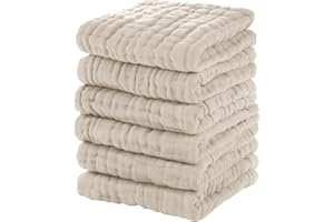 Unnivoll Muslin Burp Cloths Baby 12''X12'',Baby Washcloths 6 Pack, 100% Cotton Baby Wash Cloths Absorbent And Soft For Newbor