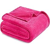 Exclusivo Mezcla Fleece Blanket Twin Size for Bed, Super Soft and Warm, All Season, Cozy, Plush, Lightweight, 60x80 Inches Hot Pink
