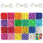 INSCRAFT Pony Beads Set, 3300 Pcs 9mm in 23 Colors with Letter & Star Designs, Elastic String for Bracelet Jewelry Making