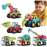 Construction Toys Trucks Set for 3 4 5 Year Old Boys Kids Toddlers, Sandbox Excavator Crane Bulldozer Dump Cement Drill Truck Construction Vehicle Engineering Car Christmas Birthday Gifts