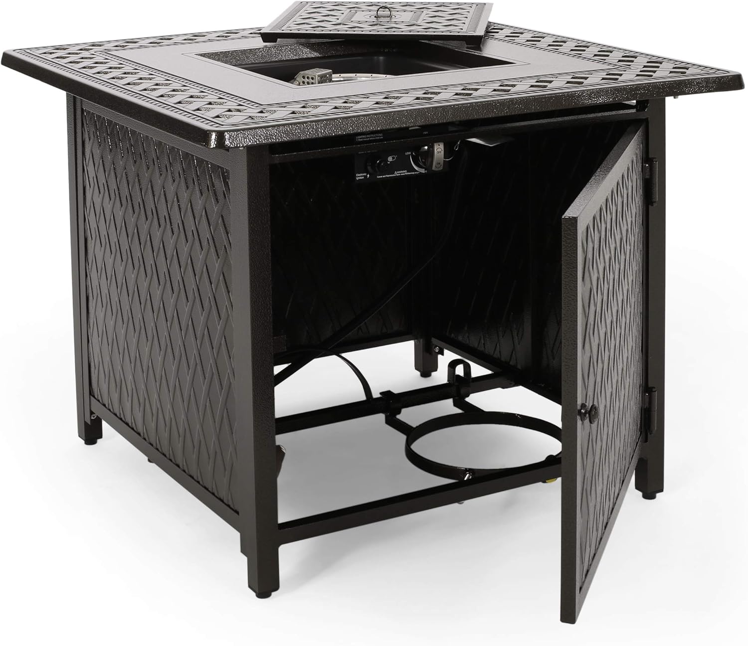 Christopher Knight Home 312968 Roger Outdoor Square Aluminum Fire Pit, Hammered Bronze : Garden & Outdoor