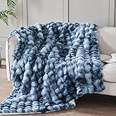 Serenhom 50x60 Inches Ultra-Soft Fuzzy Faux Fur Plush Throw Blanket - Thick, Warm Sherpa for Couch, Sofa, Bedroom, Camping - Decorative Blanket for Cozy Warmth, Bubble Dark Blue Tie Dye