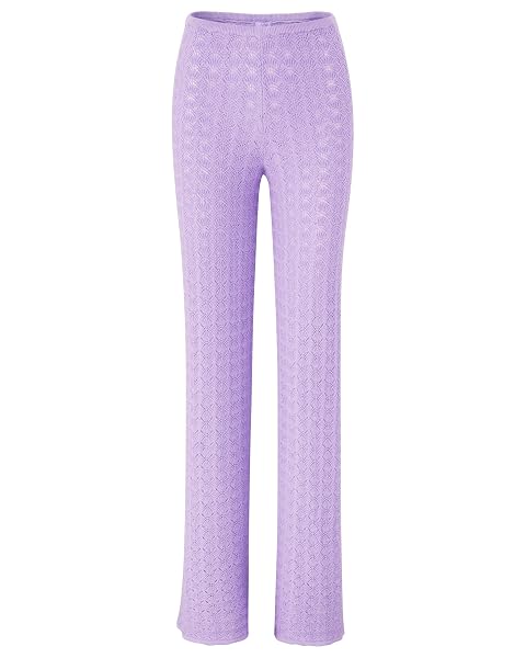 FLORENCE BY MILLS WOMEN’S LE POINTELLE SWEATER LACE WIDE LEG PANT, MILLIE LAVENDER, XX-SMALL