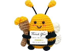 GIFTSFU Thank You Gifts for Women Men - Appreciation Gifts for Coworker, Boss, Mom, Friends, Wife, Positive Bee Crochet Animals, Teacher Appreciation Gift, Thank You Cheer Up Gift, Handmade Crochet Bee Decor