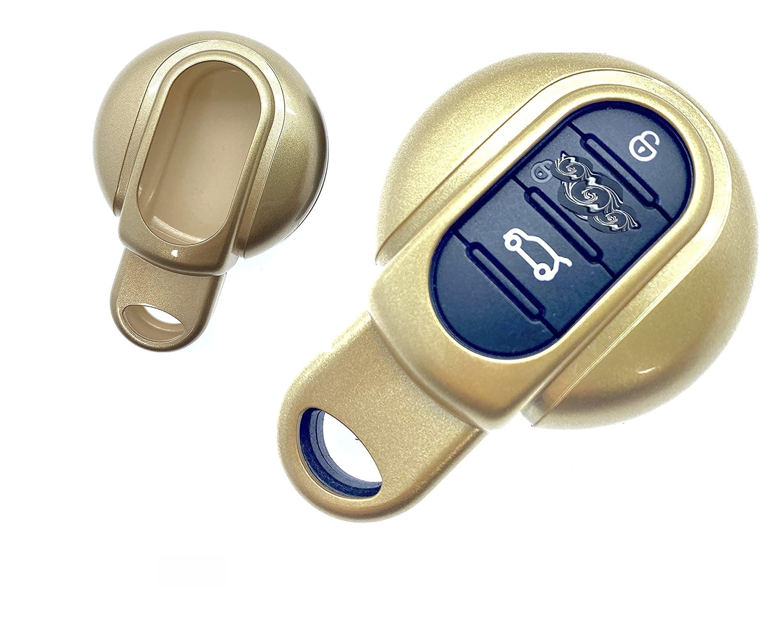 Nordecco Metallic Gloss Hard Plastic Shell Case Cover For Mini Keyless Smart Key Fob Compatible With Mini 2014-20 Hatch Cabrio Coupe CountryMan PaceMan ClubMan F54 /F55 56 57 60 R60/61 (Gold)