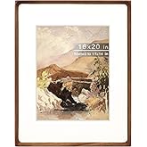 Gdfmsc 16x20 Picture Frame with Mat for 11x14, Natural Walnut Wood Handcrafted Rounded Corner with Plexiglass, Vertical or Horizontal Display Photo Gallery Poster Wall Mounting Frame