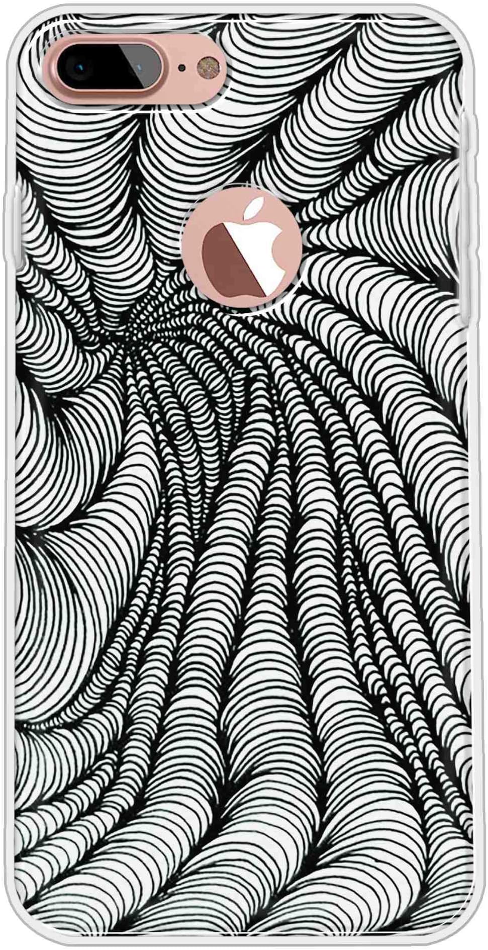 Vibey - Soft TPU Abstract - Printed Back Cover Case Compatible for Apple iPhone 7 Plus. One Tempered Glass Free