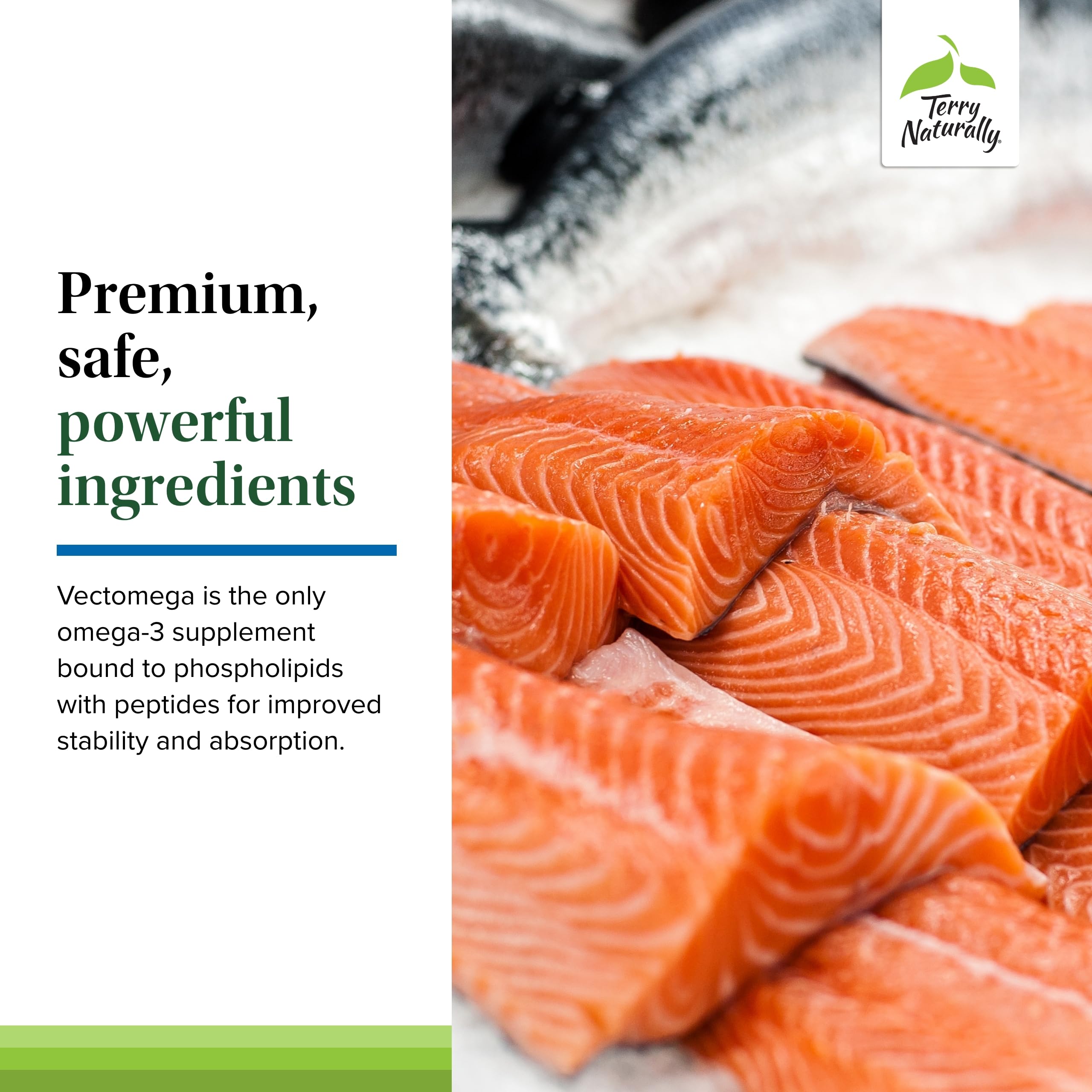 Terry Naturally Vectomega - Supplement with EPA & DHA - Omega-3 Tablets for Brain & Heart Health Support - Nutritional Supplement with Essential Fatty Acids & Peptides - 60 Tablets