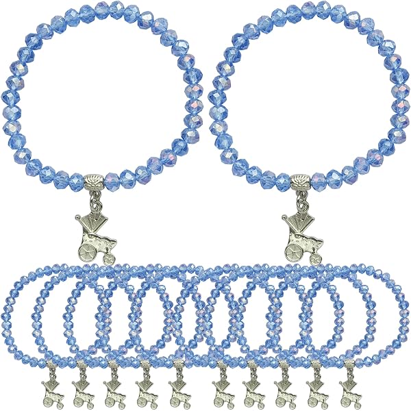 Amazon.com: WE Baby Shower Stretchy Blue Crystal bracelet favors