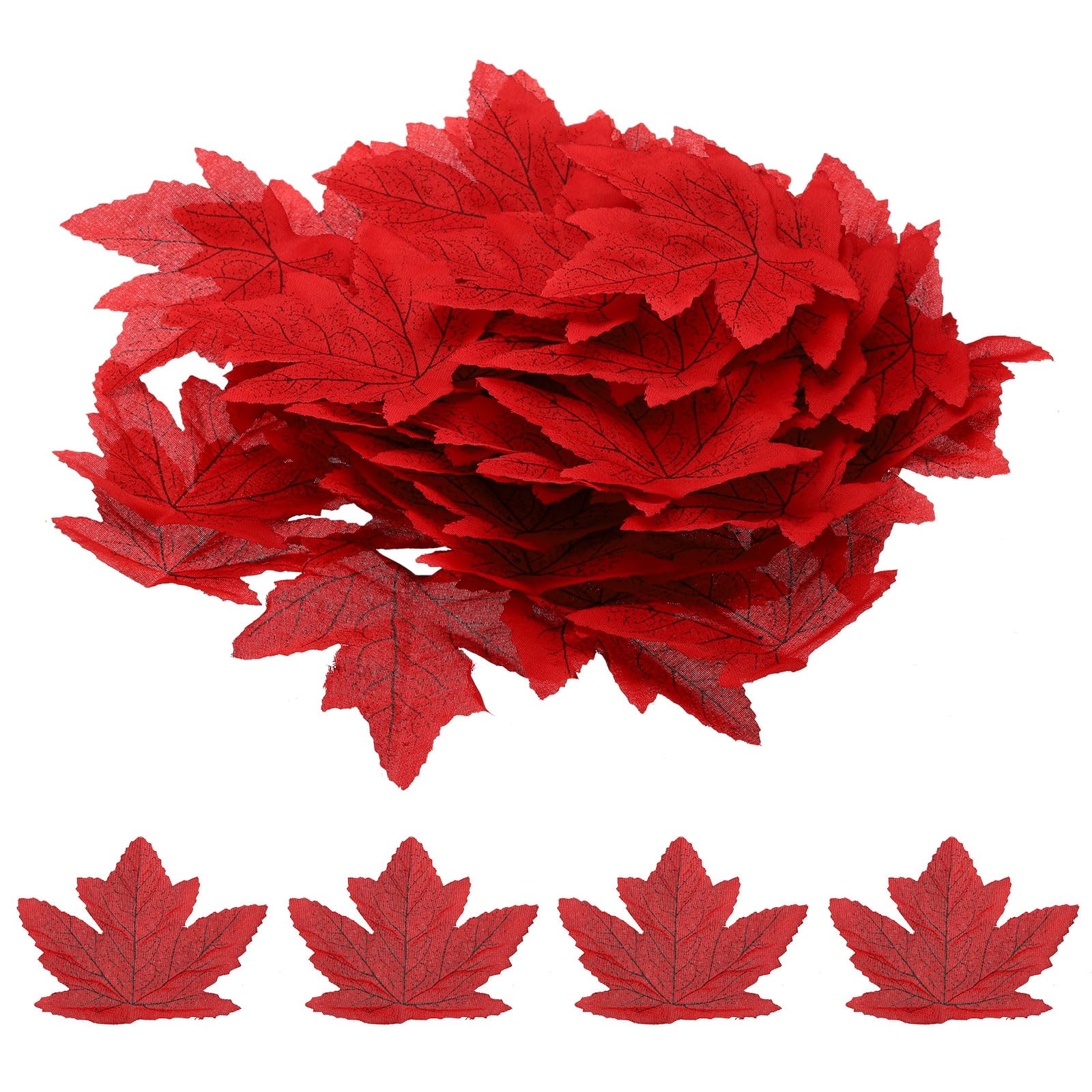PATIKIL Fake Fall Leaves, 100 Pack Artificial Maple Leaves Artificial Leaves Faux Autumn Leaves Decor for Thanksgiving Halloween Wedding Style 7, Dark Red