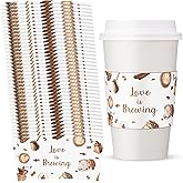Jingmore 50 Pcs Brewing Coffee Bridal Baby Shower Cup Sleeves Disposable Brewing Coffee Cups Sleeves Brewed Covers for Wedding Baby Shower Party Supplies