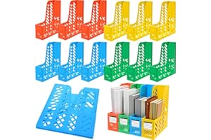 Glenmal 12 Pack Magazine Organizers Binder Organizer for Desk Plastic Vertical File Holder Magazine Racks Desk Accessories for Office, Home, or School (Colorful)