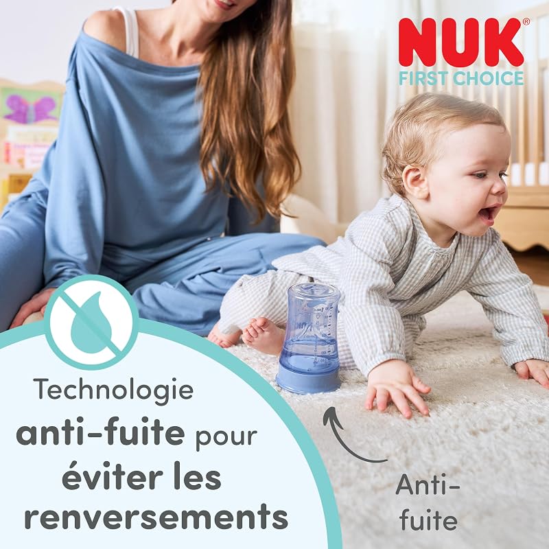 Tasse à bec NUK Magic Cup | À partir de 8 mois | 230 ml | Bord anti-fuites à 360° | Biberon pour tout-petits | Baleine et kangourou | Lot de 2