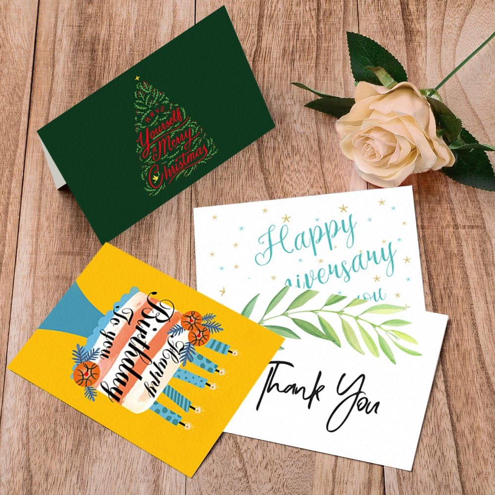40 Pack Thank You Cards Pack, Thank You Cards Multipack with Stickers and Envelopes,Thank You Cards for Happy Birthday,Anniversary,Merry Christmas,5 x 7 Inches