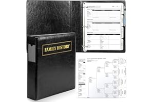 MSHUNKEJI Family History Binder 3 Ring 50 Family Group Sheets 12th Generation 16 Sheets Genealogy Binder Dividers Family Tree Chart Genealogy Supplies with Pen Loop PVC Pocket For Organizer Family History Black