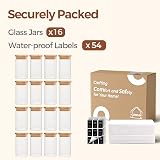 ComSaf 16Pcs Glass Spice Jars 300ml Bamboo Lids Airtight Square Containers view 8