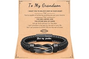 PINKDODO To My Son Grandson Nephew Man Boyfriend Brother Dad Mens Leather Bracelet for Birthday Valentine's Day Christmas Gifts
