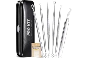 Antonki 6 Pack Blackhead Remover Tools, Blackhead Extractor, Pimple Popper Tool Kit for Whitehead, Acne, Zit, Comedone, Pores