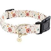 Faygarsle Cotton Designer Dogs Collar Cute Flower Dog Collars for Girl Female Small Medium Large Dogs with Flower Charms S