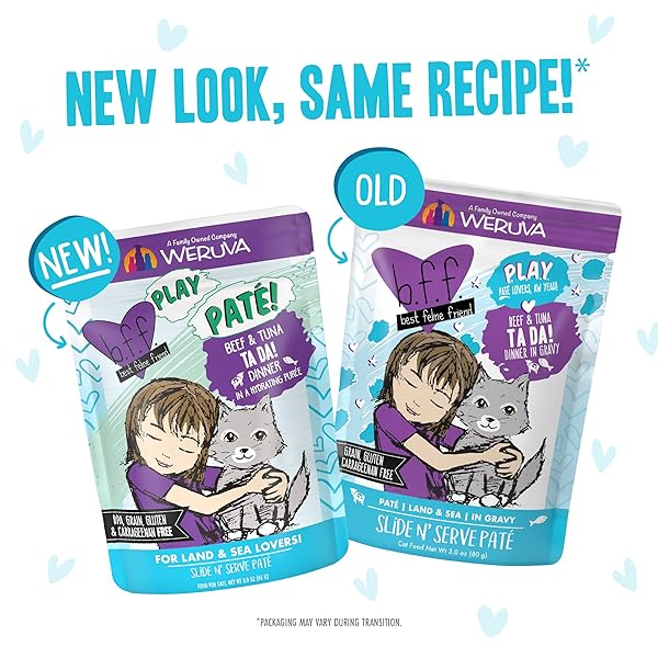 WERUVA B.F.F. PLAY – BEST FELINE FRIEND PATÉ LOVERS, AW YEAH!, PATÉ JAMBOREE! VARIETY PACK, 3OZ POUCH (PACK OF 12)