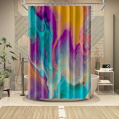 Buy Yaehoco Abstract Rich And Colorful Fabric Shower Curtain Main Colors Orange Purple Blue Yellow Teal Waterproof Shower Curtains Wiith Hooks For Bathroom Decor 72x72 Inch Online In Indonesia B08jg87sj6