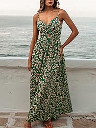 CUPSHE Women's Floral Print V Neck Sleeveless Long