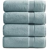 Springtree Home Luxury Bamboo Rayon Bath Towel Set of 4 | 35% Bamboo Rayon - 65% Cotton | Absorbent Quick-Dry Towels for Bathroom | Oeko-TEX Standard 100 Cotton | Aegean