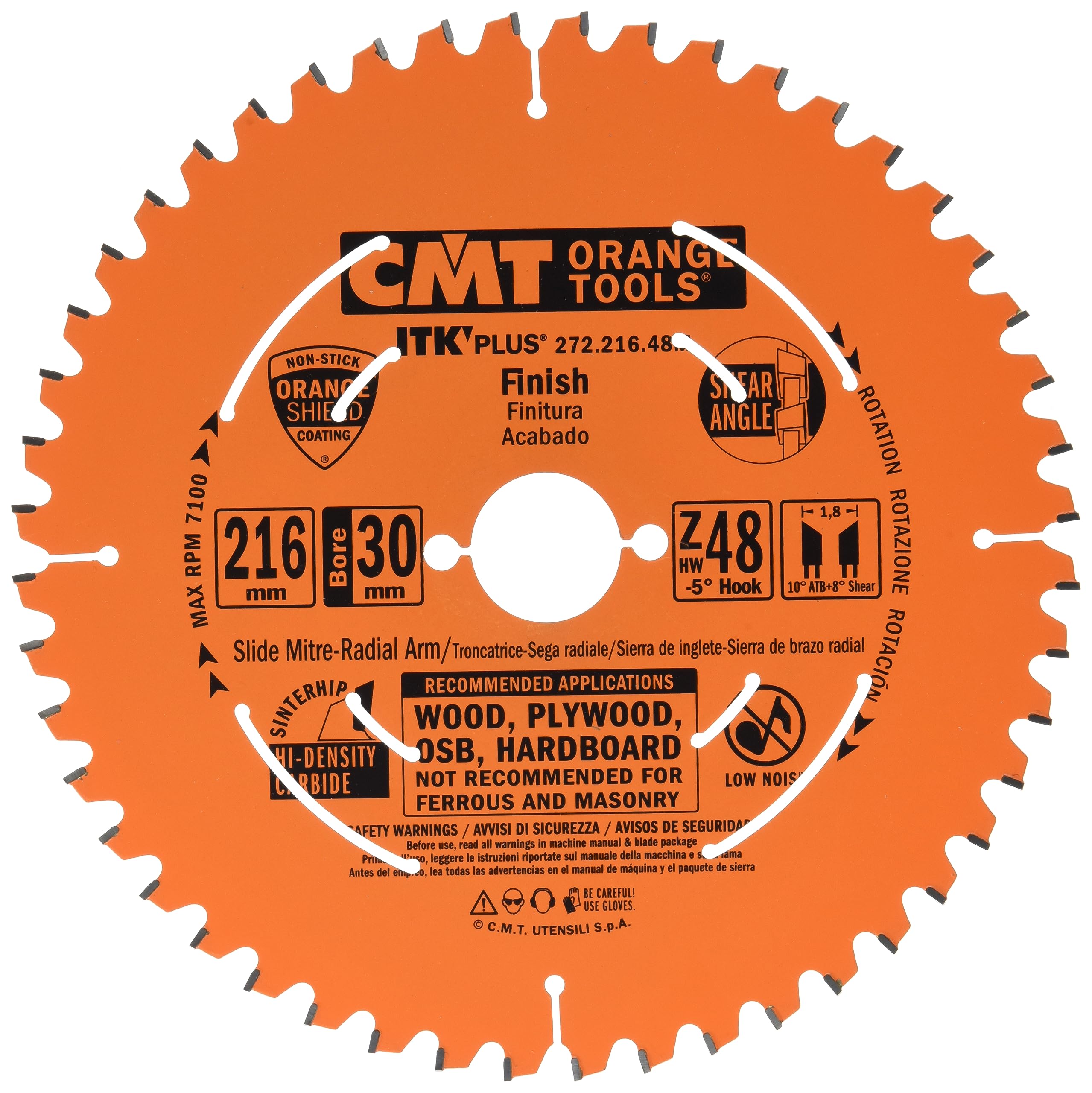 CMT 272.216.48M ITK Plus Finish Saw Blade HW 216X1.8X30 Z=48 ATB+Shear -5°