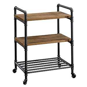 Sauder 423507 Iron City Multi Purpose Cart, Checked Oak Finish