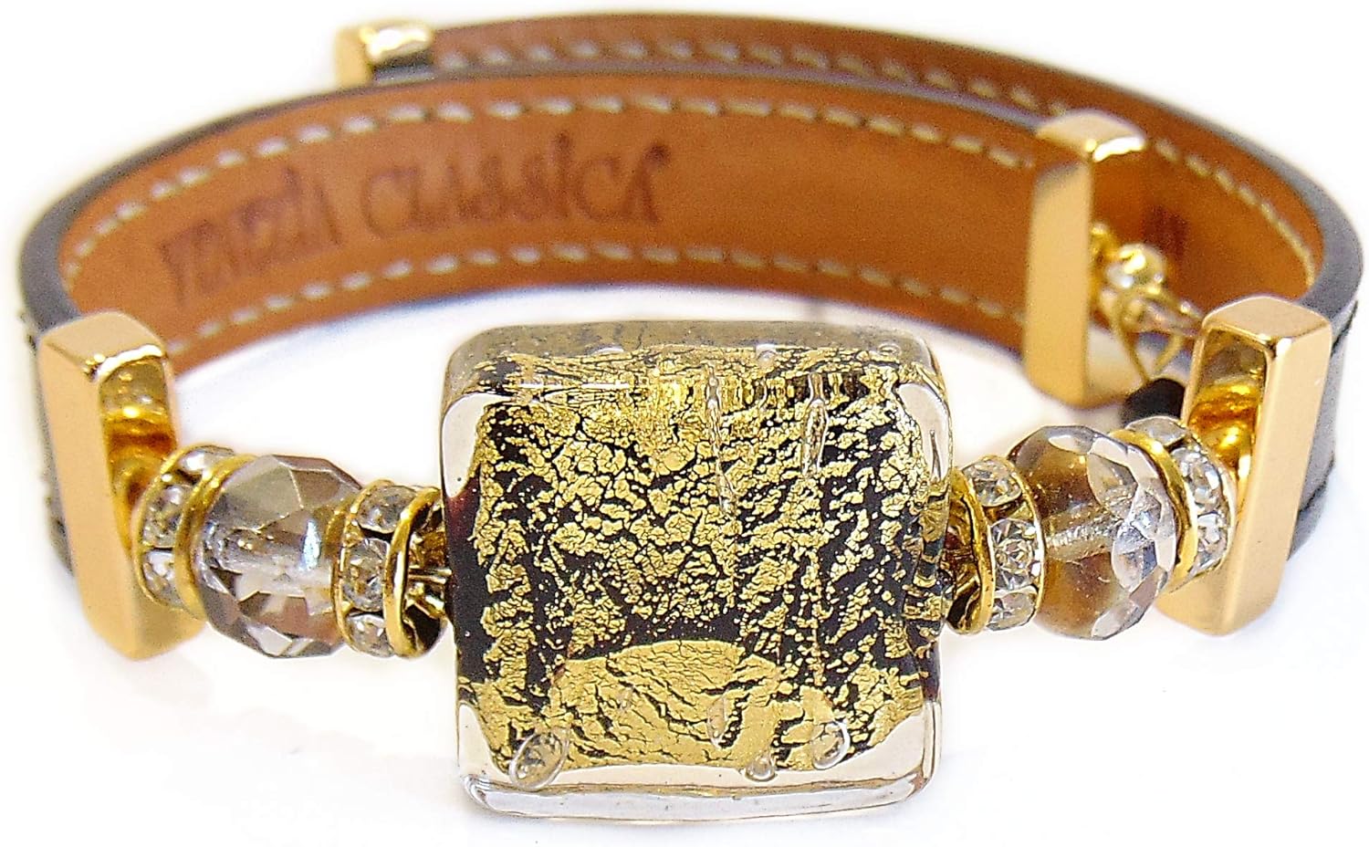 VENEZIA CLASSICA Bracelet pour femme avec perle carrée en verre de