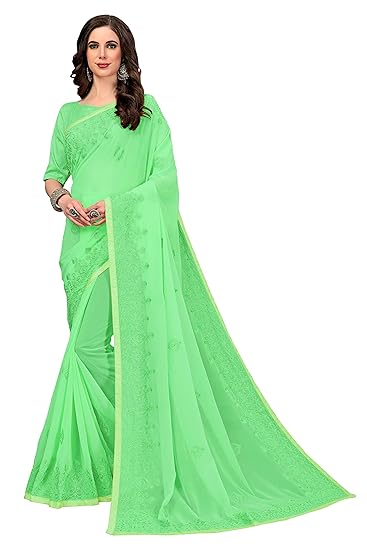 Womens Georgette Saree With Blouse Piece