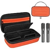 Wireless Microphone Case Compatible with JBL PartyBox Wireless Mic - 2X Digital Wireless Microphones,Protable Mic Travel Bag Storage Box for Receivers,Adapters,AA Batteries,Charger,Orange(Box Only)