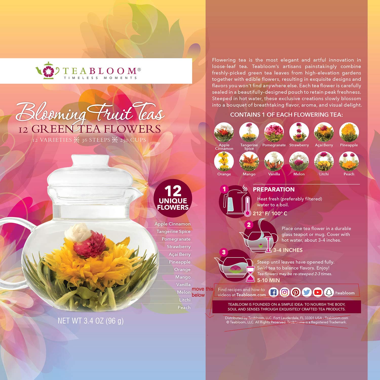 Blooming Tea Teabloom Fruit Flowering Teas 12 Unique Flower Varieties of Blooming Tea in 12