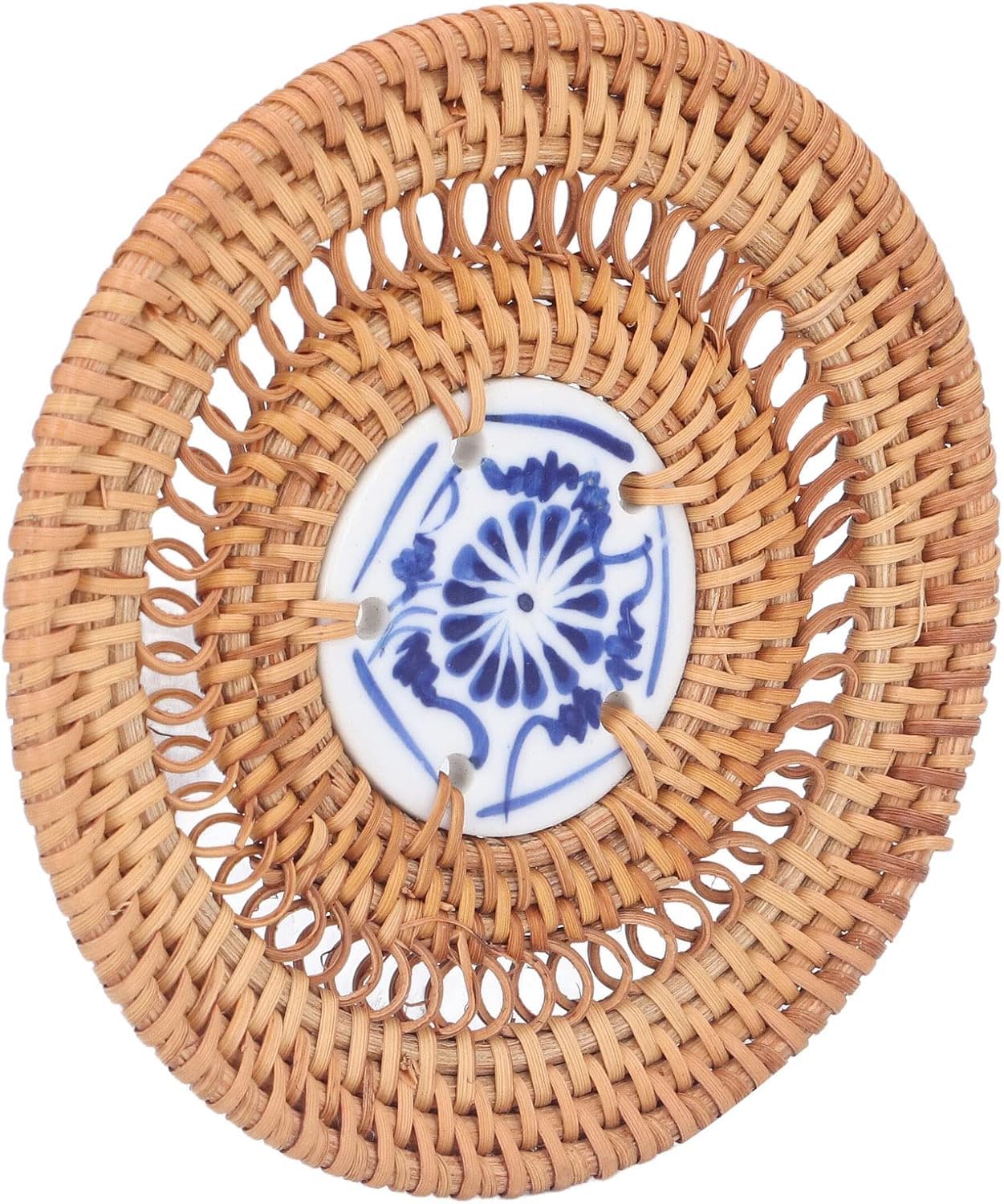 Odorkle Blue and White Porcelain Round Coaster, 10cm (10cm)