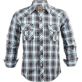 COEVALS CLUB Men's Western Cowboy Long Sleeve Pearl Snap Casual Work Shirts