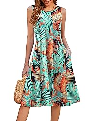HOTOUCH Hawaiian Dresses for Women Sleeveless Boho
