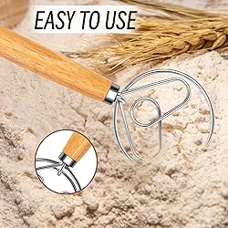 YIGEDA Danish Dough Whisk - Wooden Danish Whisk for