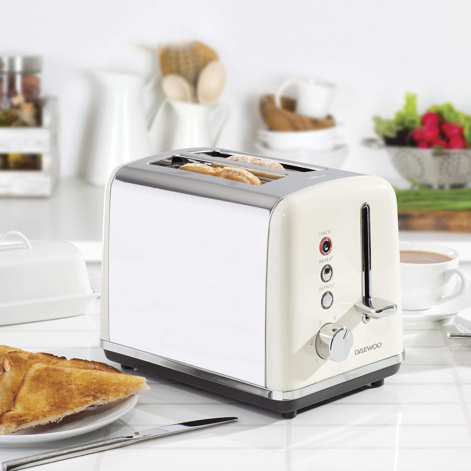 Daewoo Cream 2 Slice Toaster - Image 3