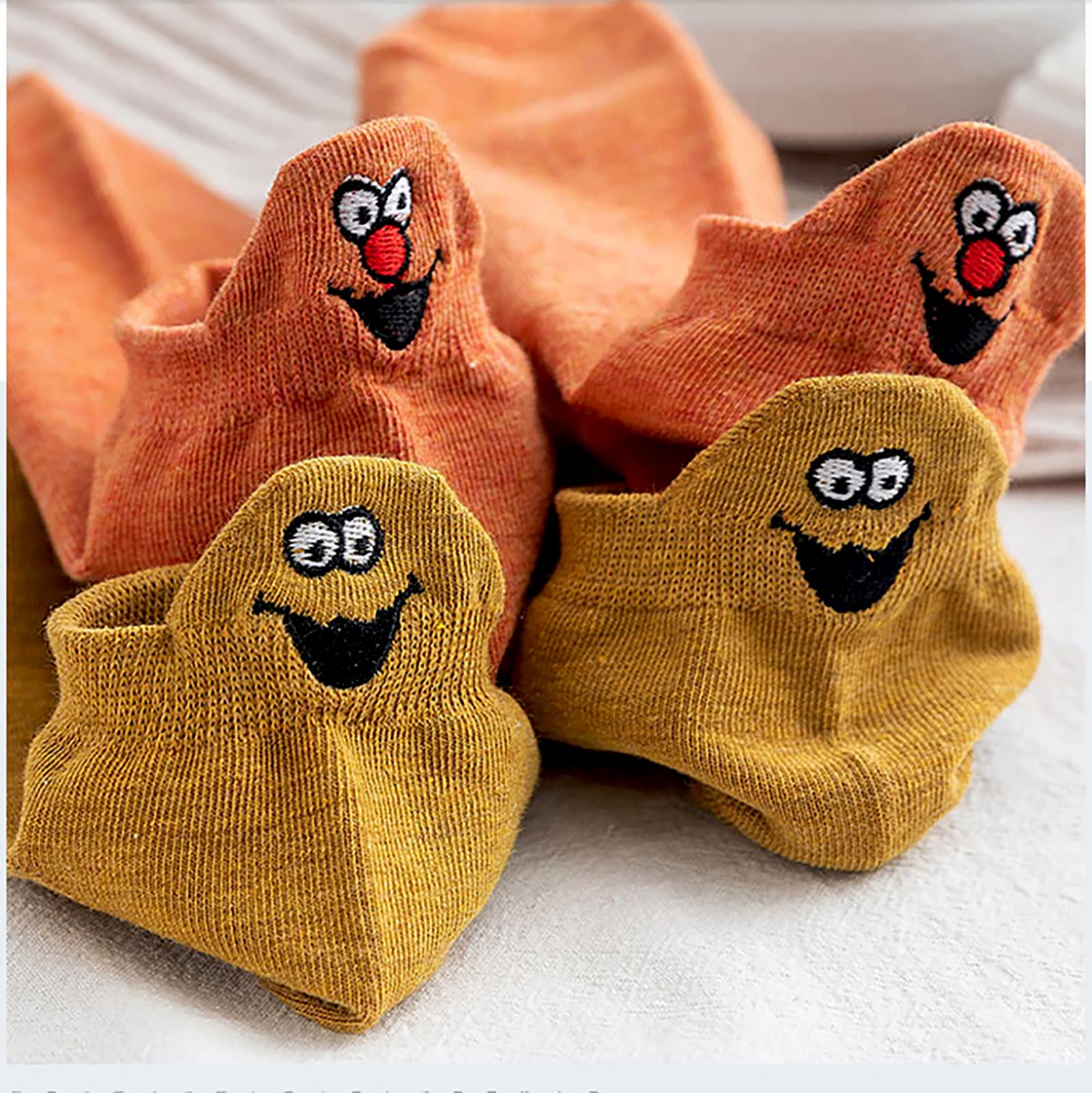 Women Cute Socks 10 Pairs Cotton Kawaii Embroidered Funny Low Cut Socks for Women Girls Ankle Socks