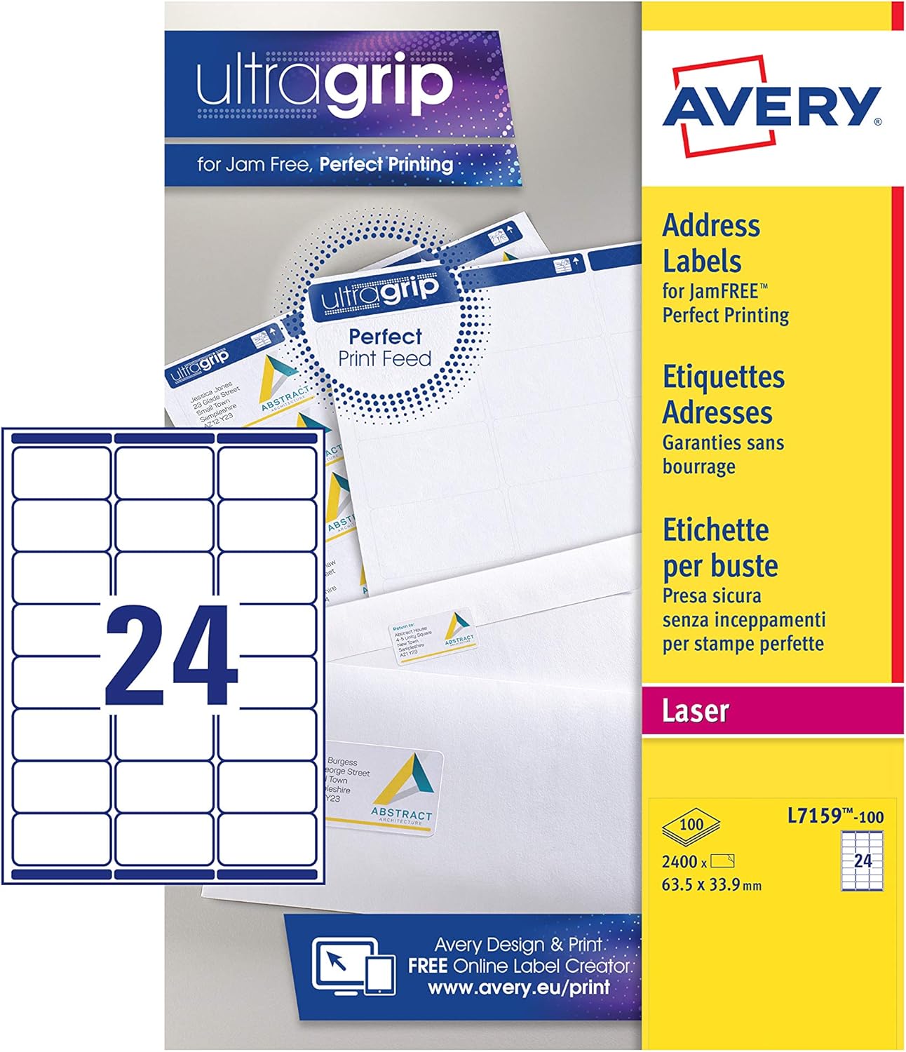 Avery Self Adhesive Address Mailing Labels, Laser Printers, (Amazon FBA Barcode Labels), 24