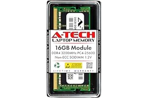 A-Tech 16GB DDR4 3200 MHz SODIMM PC4-25600 (PC4-3200AA) CL22 Non-ECC Laptop RAM Memory Module