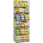 JKsmart 6-Tier Stackable Wire Basket, Can Organizer for Pantry Kitchen, XXL Metal Storage Shelves with Dividers & Handles, Easy Assembly Space Saving Storage Bins for Snacks Fruits Veggies