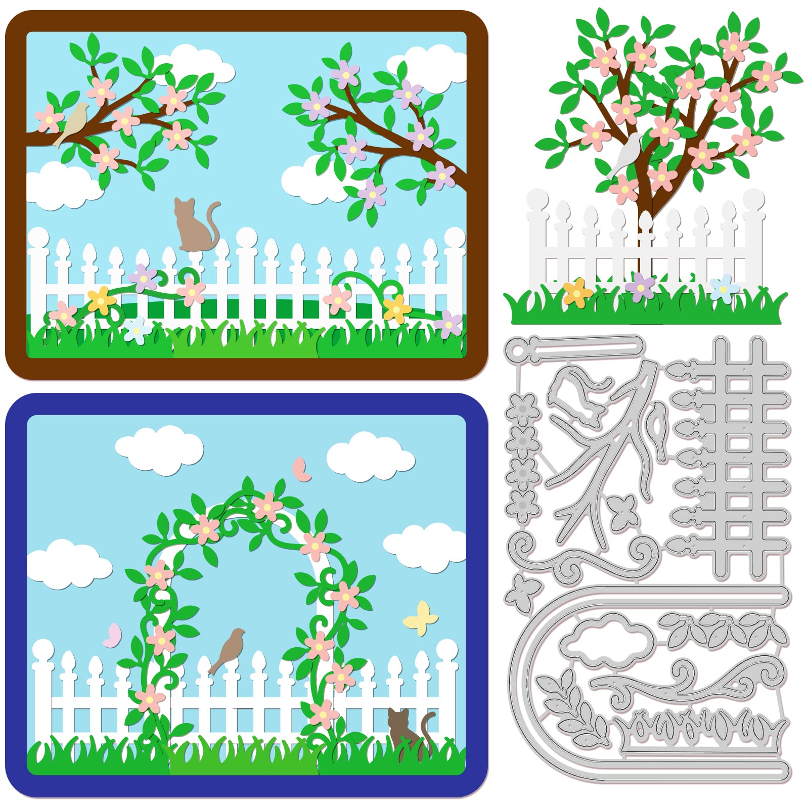 GLOBLELAND Garden Fence Cutting Dies Metal Wedding Flowers Vine Embossing Stencils Die Cuts for Paper Card Making Decoration DIY Scrapbooking Album Craft Decor