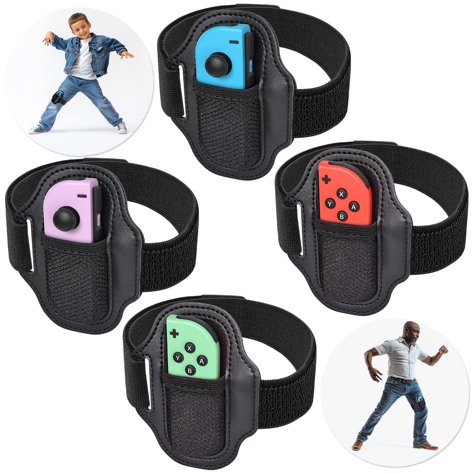 Photo 1 of [4 Pack] Leg Straps for Nintendo Switch & Switch OLED Sports Soccer Kicking & Switch Ring Fit Adventure Game, Elastic Leg Straps Accessories with Two Sizes Adjustment for Adult and Kids