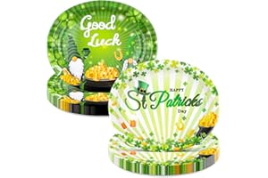 FATLBSEV 50Pcs St Patricks Day Paper Plates -10" x 12" Large Oval Disposable Party Plates for Irish Holiday Party Supplies Themed Tableware