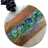 Swimmi Natural Abalone Necklace, Mother of Pearl Necklace, Handcrafted Shiva Eye Cone Shell Beads Necklace for Women Jewelry (AA261)