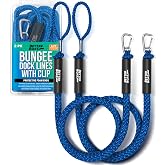 Better Boat Blue Marine Grade Bungee Dock Lines, 2 Pieces, Stainless Steel, 4ft-5.5ft, Elastic Cords &amp; S-Hooks