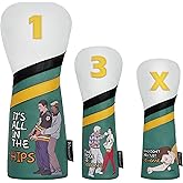 WONXISEN Golf Club Headcover for Drivers, Fairway Woods, Hybrid/Rescue, and Mallet Blade Putter Funny Style Premium Leather G