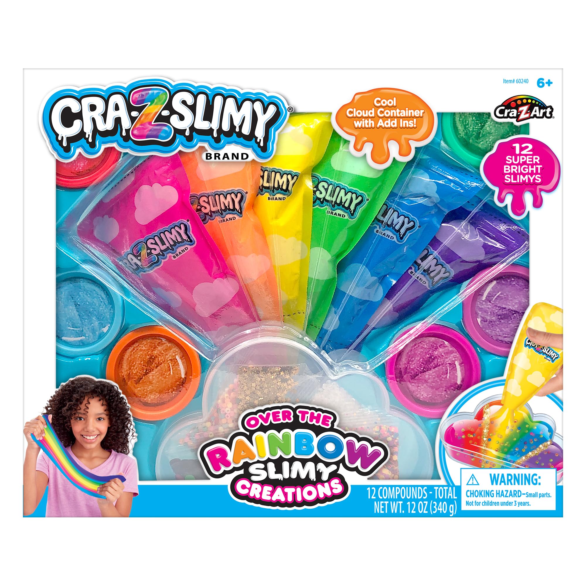Cra-Z-Slimy Over the Rainbow Slimy Creations 12 pre made slimes with add ins and cloud shaped container